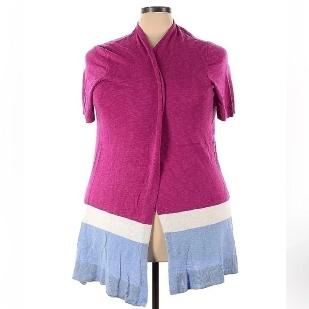 Lane Bryant | Pink Blue Color-Block Open Front Ca… - image 2